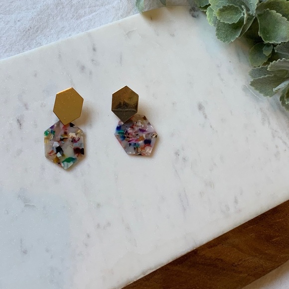 The Sophia - Geometric Acrylic Multicolor Earrings - Picture 2 of 6